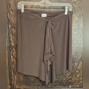 Body ID Asymmetrical Brown Swim Skirt/Coverup Wrap Knot Tie